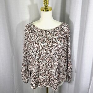 Lauren Ralph Lauren Floral Off Shoulder Stretch Blouse Peasant Top Boho Womens M